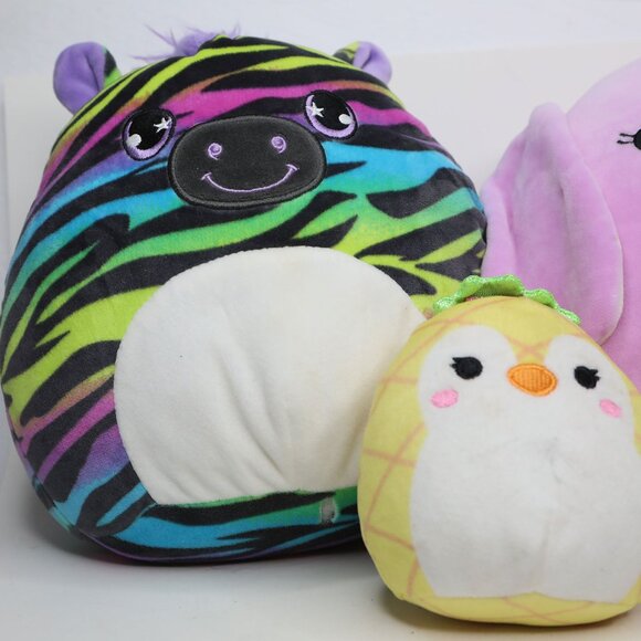 LOT of 4 Squishmallows Stuffed Toys Zebra Bunny Cheetah Penguin Set Stuffies - Picture 3 of 14